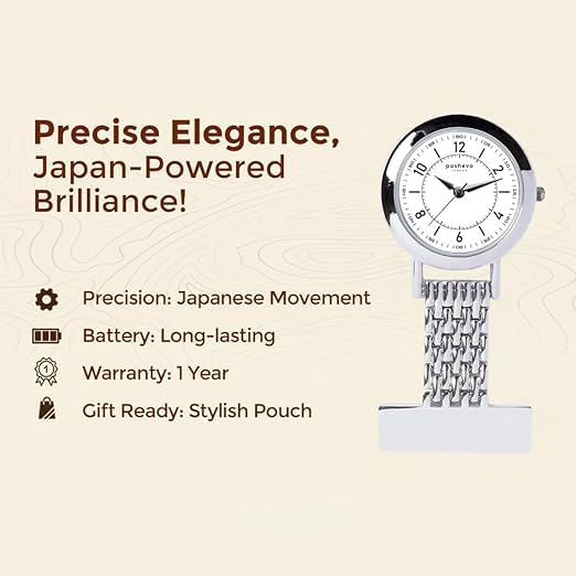 Personalised Nurse Fob Watch – Engraved Name Clip-On Watch, Japanese Quartz Movement, Gift for Nurses & Healthcare Professionals UK | Poshevo