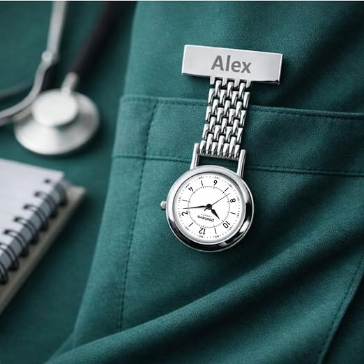 Personalised Nurse Fob Watch – Engraved Name Clip-On Watch, Japanese Quartz Movement, Gift for Nurses & Healthcare Professionals UK | Poshevo