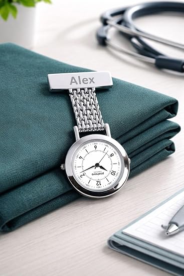 Personalised Nurse Fob Watch – Engraved Name Clip-On Watch, Japanese Quartz Movement, Gift for Nurses & Healthcare Professionals UK | Poshevo
