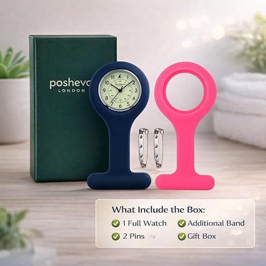 Professional Nurse Fob Watch – Japanese Quartz Movement, Luminous Dial, Clip-On Medical Watch for Nurses & Healthcare Professionals UK | Poshevo