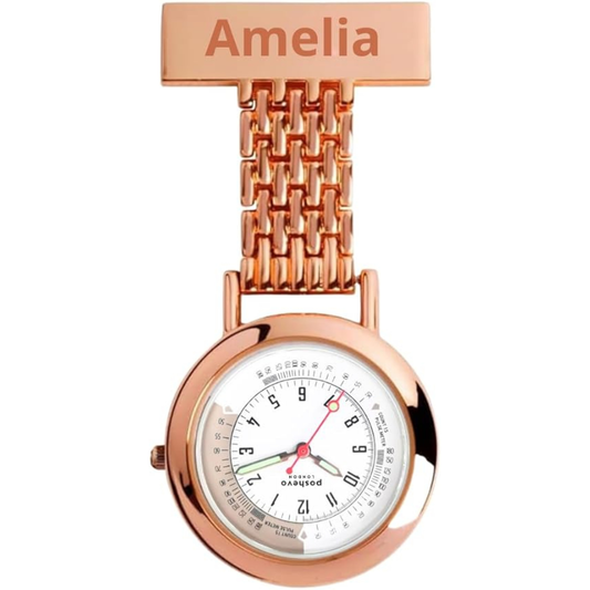 Personalised Nurse Fob Watch for Women – Engraved Clip-On Nurse Watch, Quartz Movement, Gift for Nurses | Poshevo